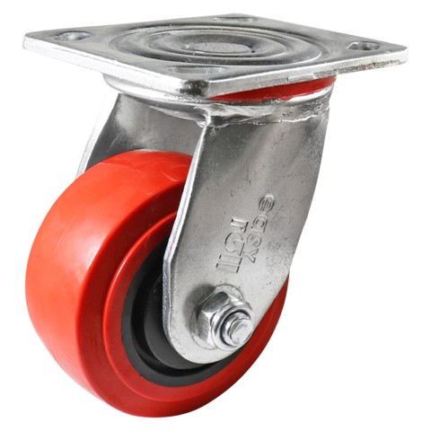 EHI 100MM RED PU/NYLON SWIVEL  